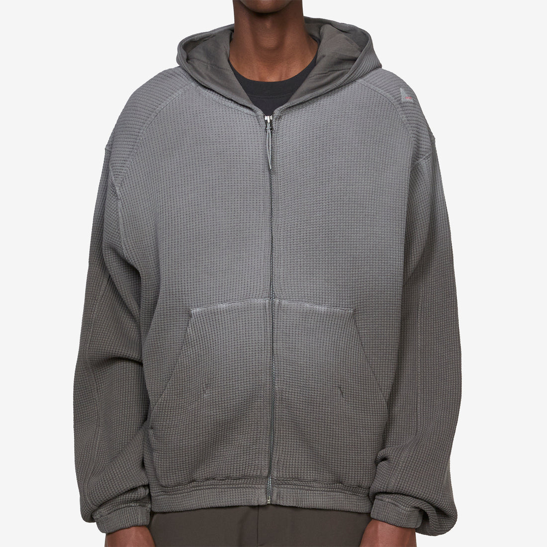 Bee Sun Faded Organic Waffle Zip Up Hoodie Graphite Jumpers