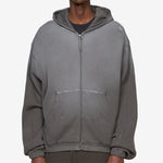 Bee Sun Faded Organic Waffle Zip Up Hoodie Graphite