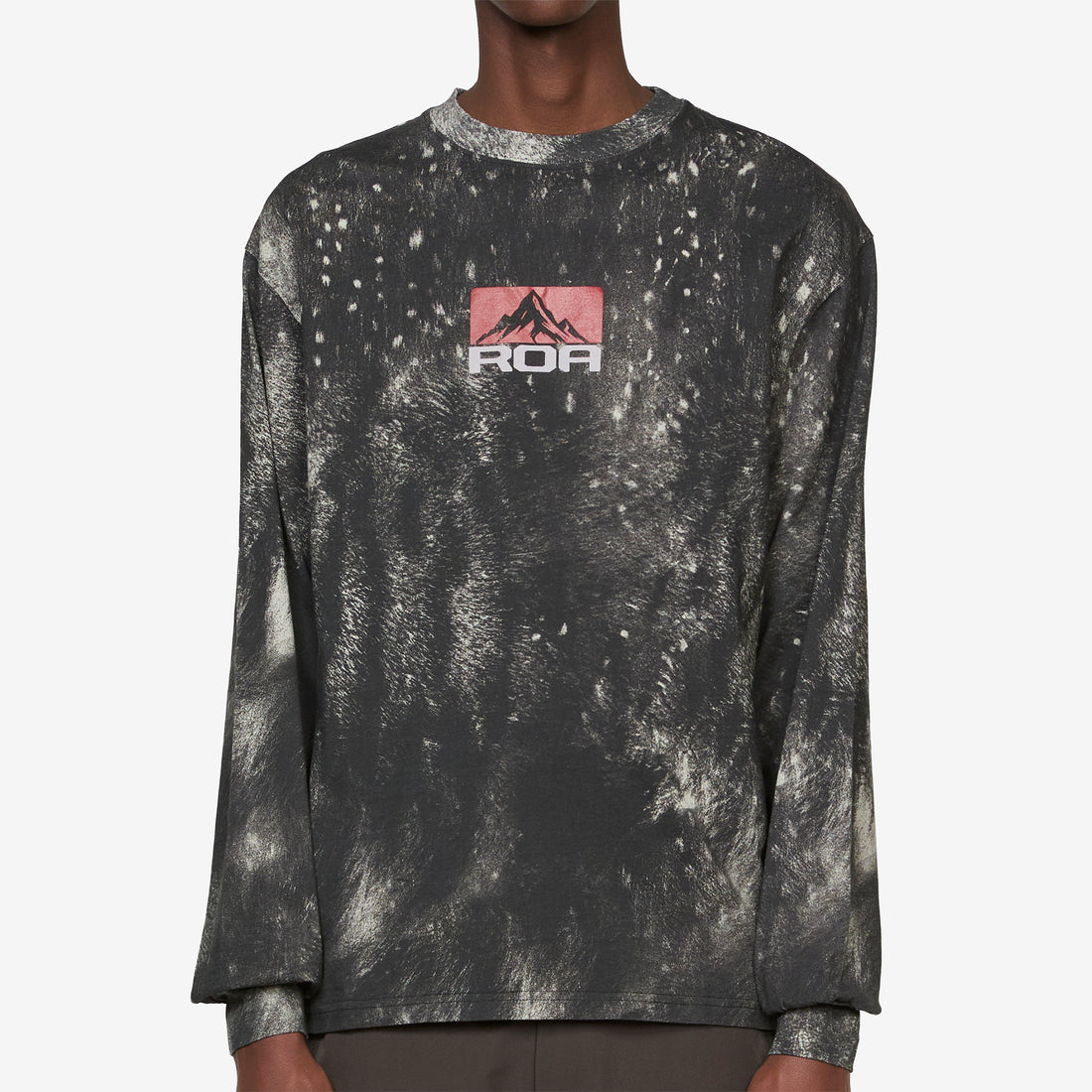Fuzzy Print Long Sleeve Fuzzy Brown Tees