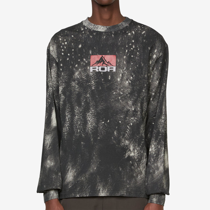 Fuzzy Print Long Sleeve Fuzzy Brown