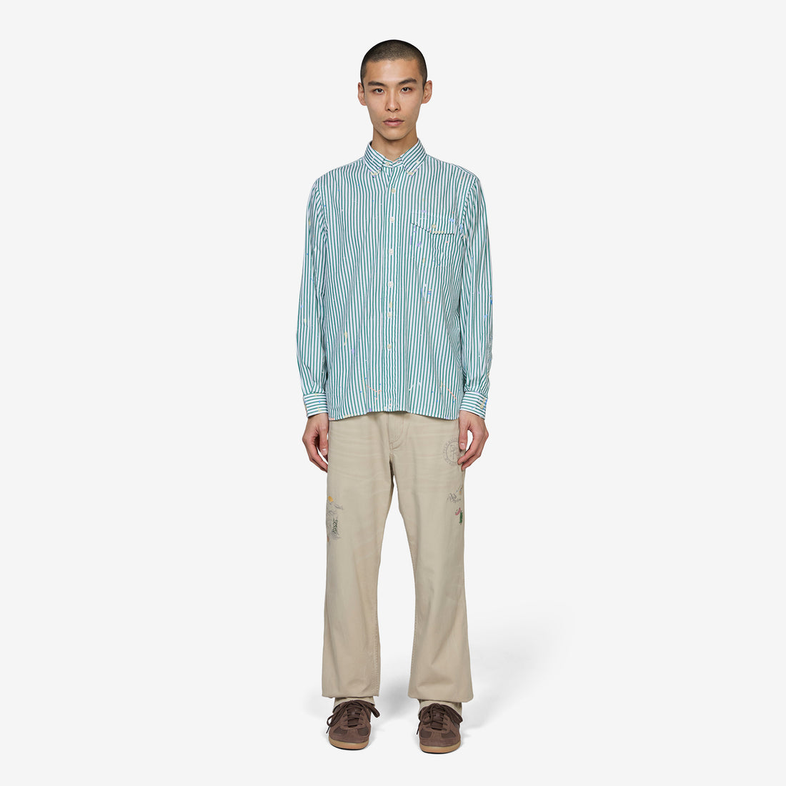 Classic Fit Paint-Splatter Striped Shirt Broadcloth Stripe Shirts