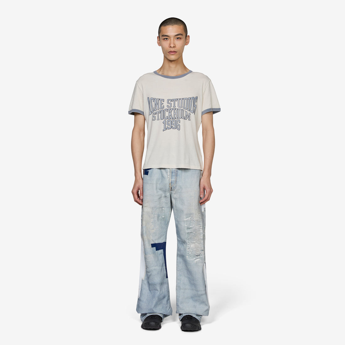 2021 Trompe L'oeil Tape Jeans Light Blue Pants