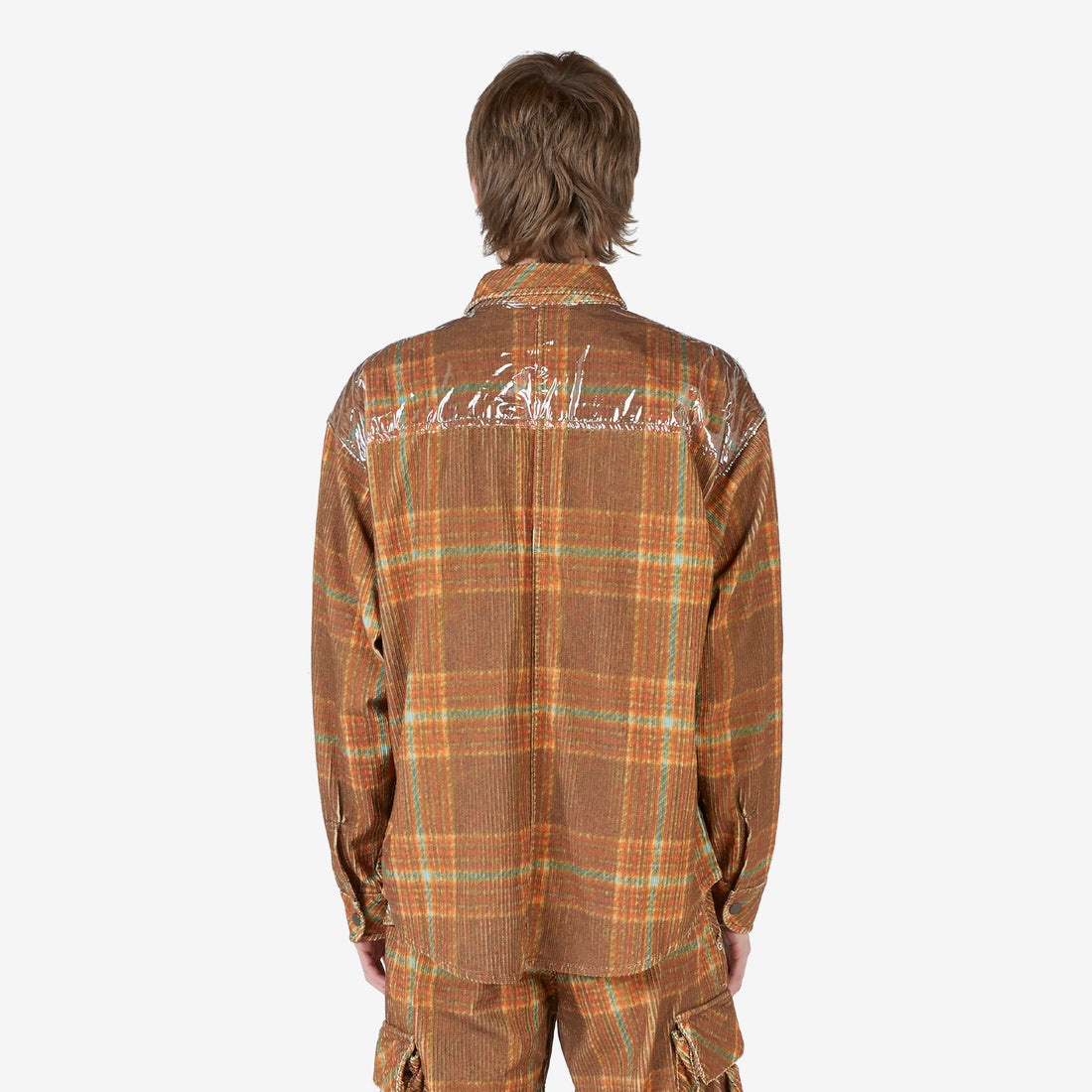 Corduroy Printed Overshirt Grey Brown Shirts