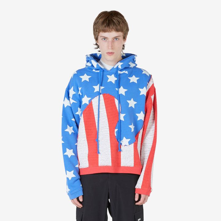 Unisex Stars and Stripes Swirl Hoodie Blue Front