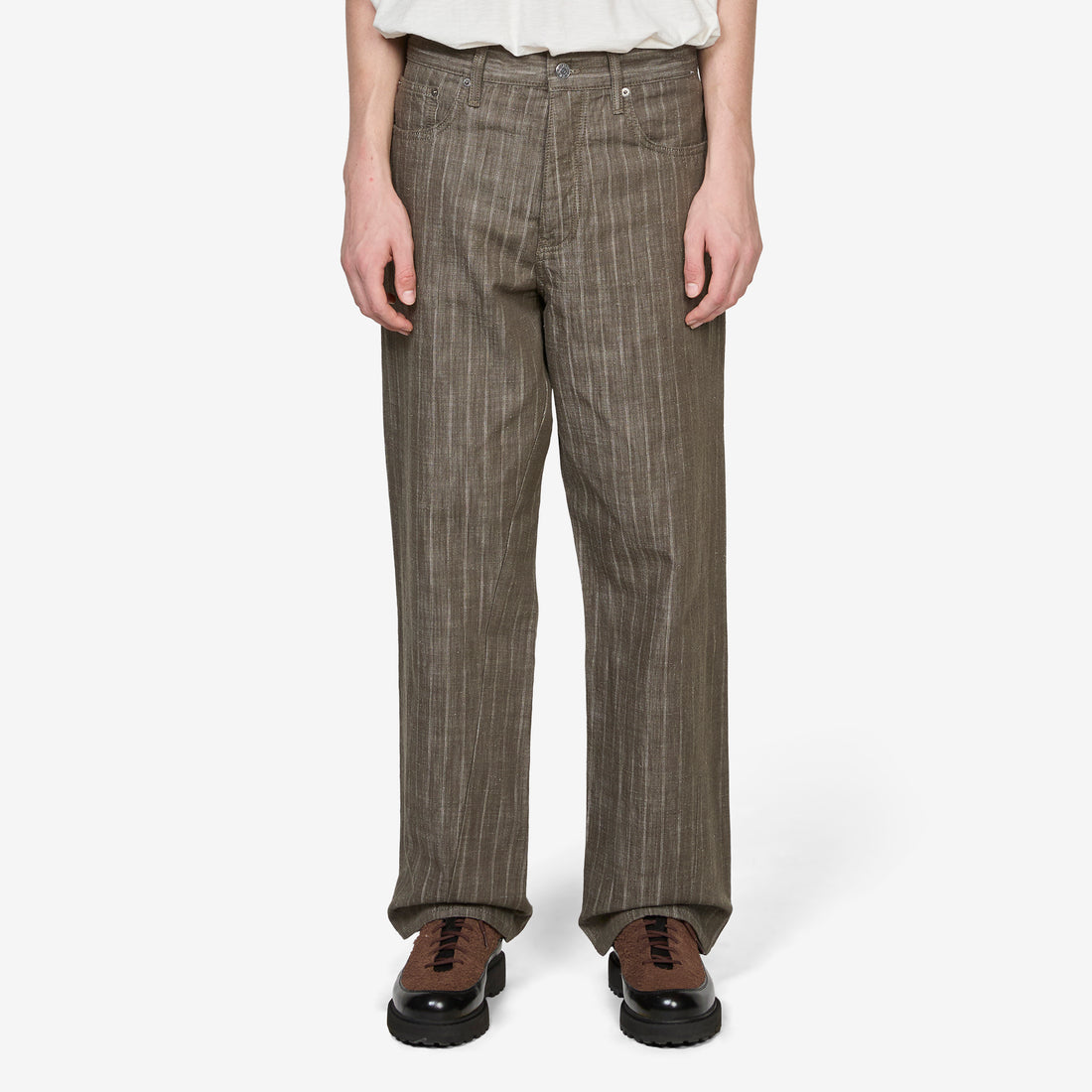 Wide Twist Jeans Stripe Khaki Pants