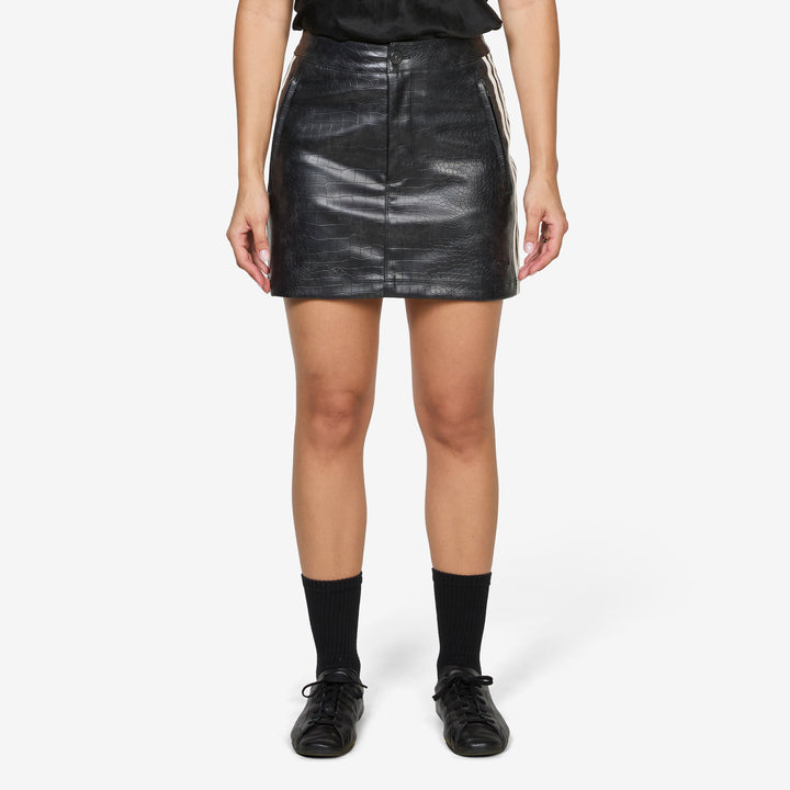 Pleather Mini Skirt Black Front
