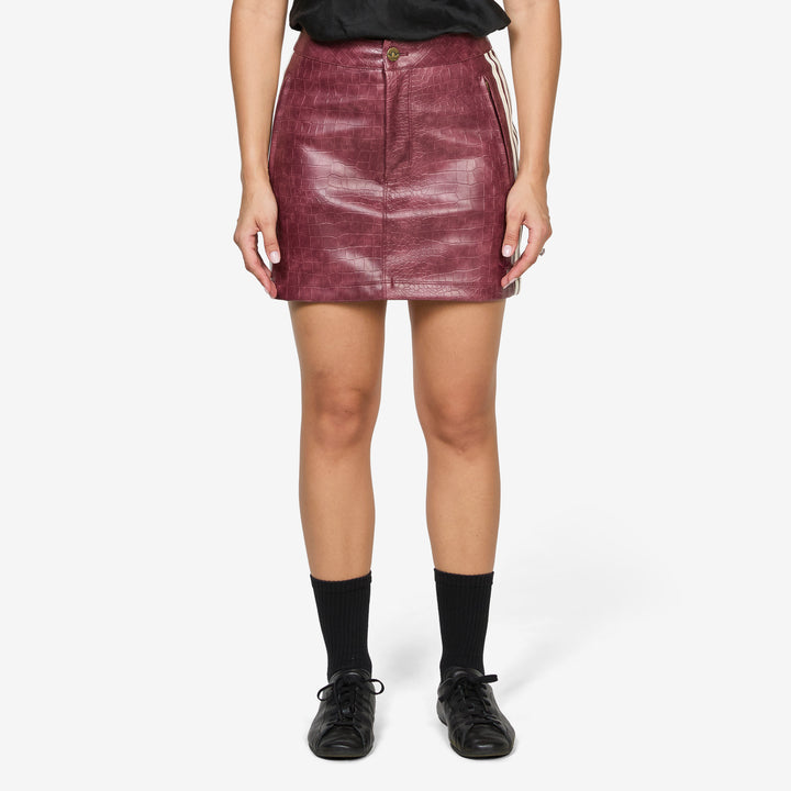 Pleather Mini Skirt Maroon Front