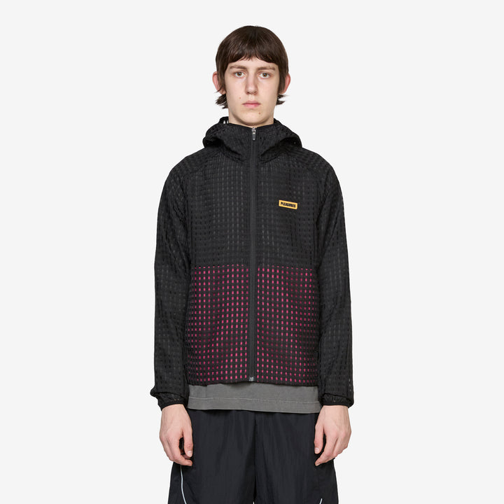 System Plaid Hooded Jacket Black Front