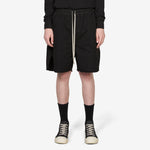 Long Boxers Butt Zip Shorts Black Cotton Canvas