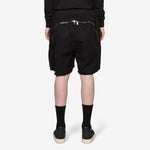 Long Boxers Butt Zip Shorts Black Cotton Canvas