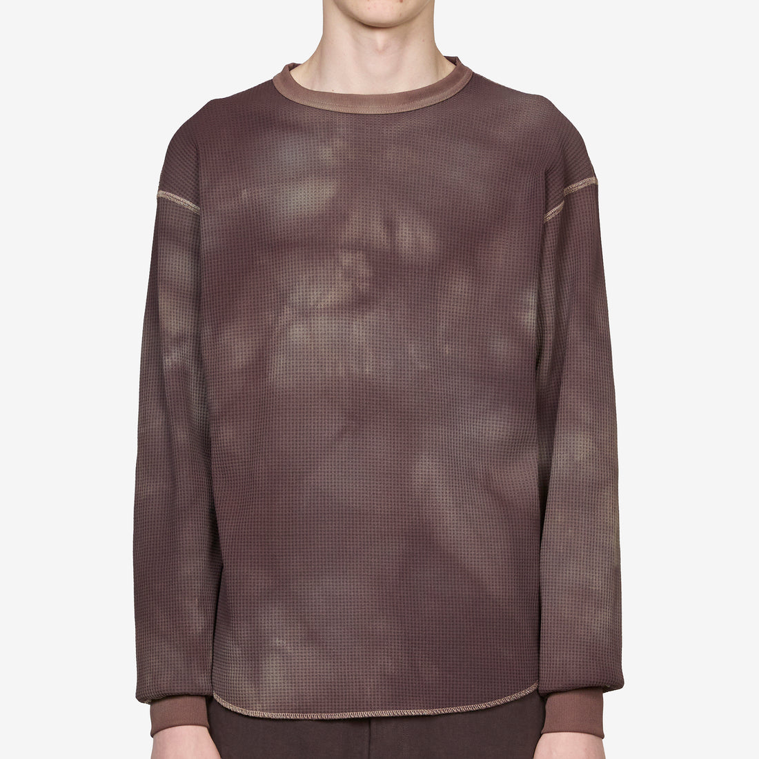 Conan Uneven Dyed Waffle Crew Dark Brown Jumpers