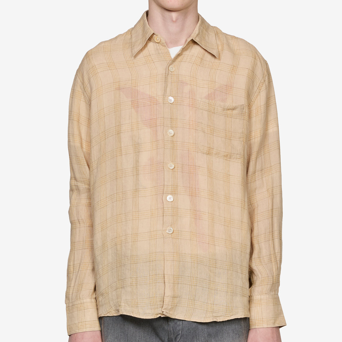 Above Shirt Vacay Check Gauze Linen Shirts