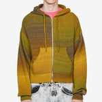 Space Dye Temple Knit Zip Thru Hoodie Green