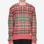 Plaid Intarsia-Knit Sweater Red Combo