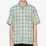 Alieno Embroidered Check Shirt Green | Pink