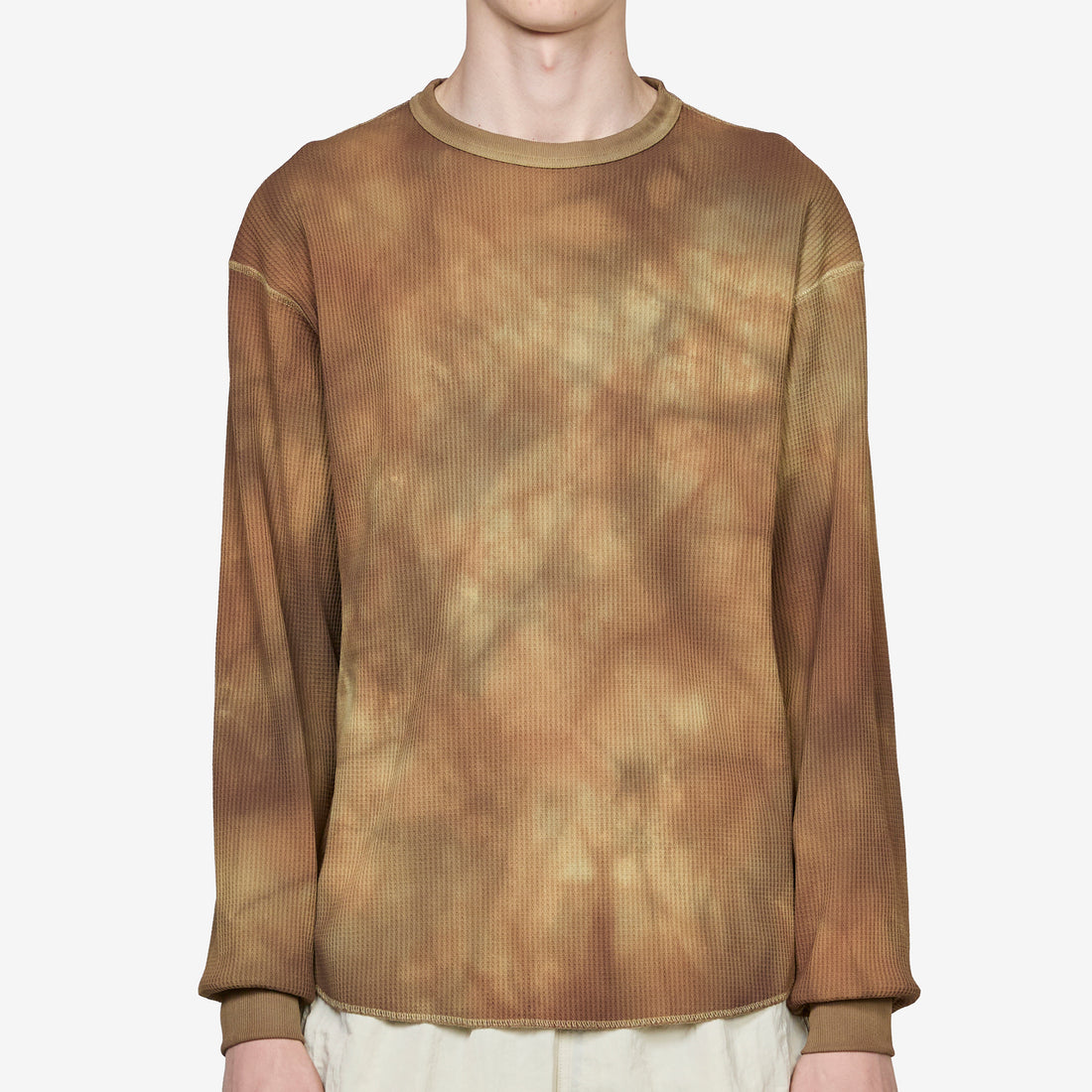 Conan Uneven Dyed Waffle Crew Olive Jumpers