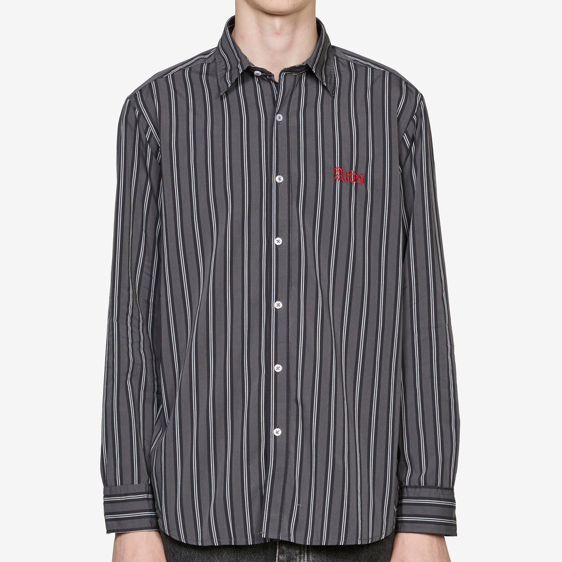 Grunge Stripe Longsleeve Shirt Grey Shirts