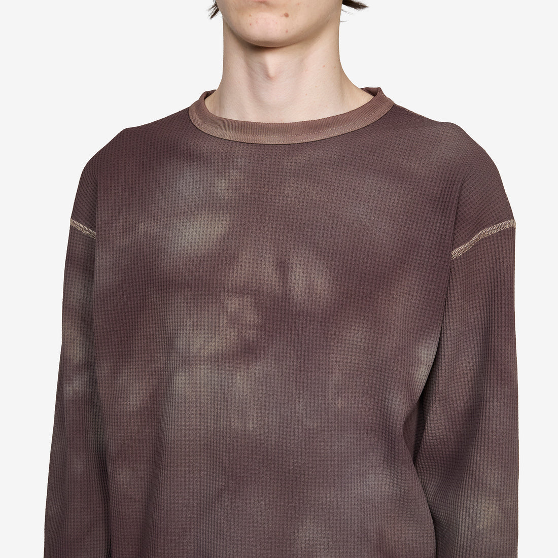 Conan Uneven Dyed Waffle Crew Dark Brown Jumpers