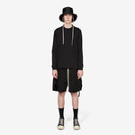 Long Boxers Butt Zip Shorts Black Cotton Canvas