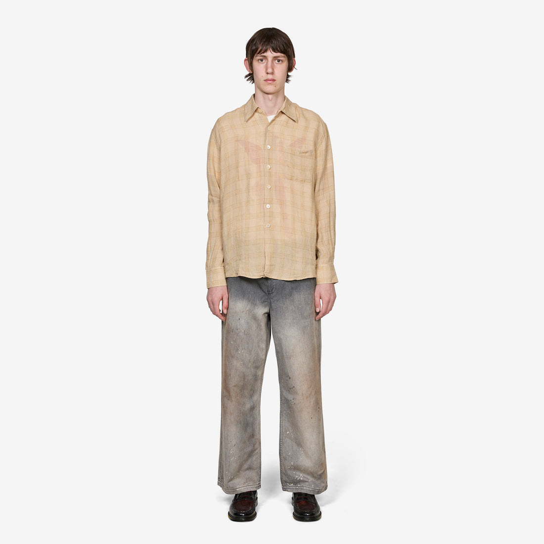 Above Shirt Vacay Check Gauze Linen Shirts
