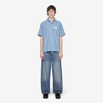 Alien-O Print Check Shirt Blue