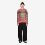 Plaid Intarsia-Knit Sweater Red Combo