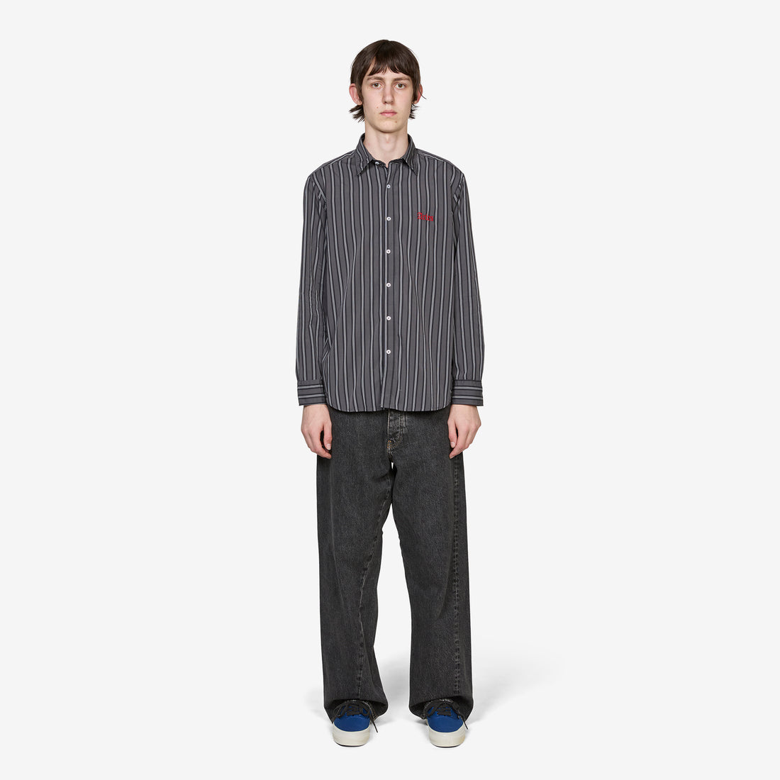 Grunge Stripe Longsleeve Shirt Grey Shirts