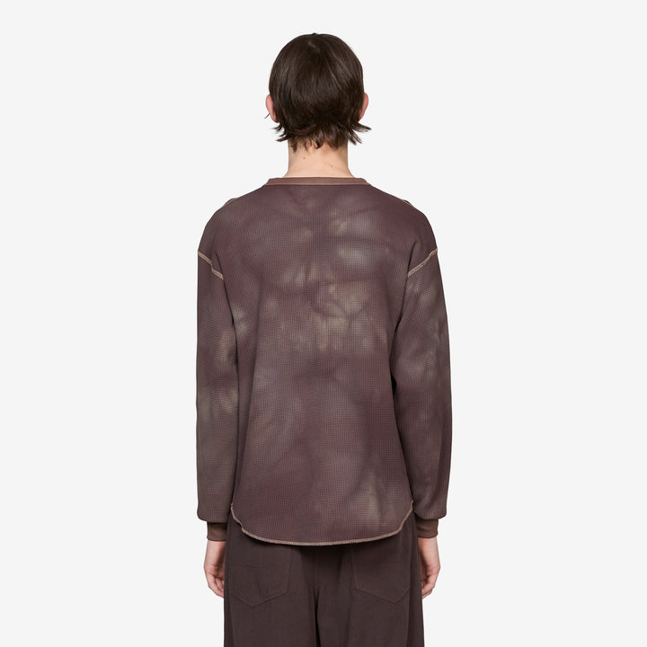 Conan Uneven Dyed Waffle Crew Dark Brown
