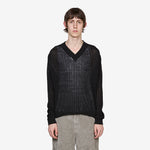 V-Neck Pullover Black Rib