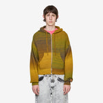 Space Dye Temple Knit Zip Thru Hoodie Green