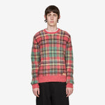 Plaid Intarsia-Knit Sweater Red Combo