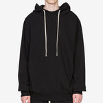 Oversized Hoodie Black Heavy Weight Slub Felpa