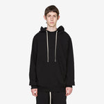 Oversized Hoodie Black Heavy Weight Slub Felpa
