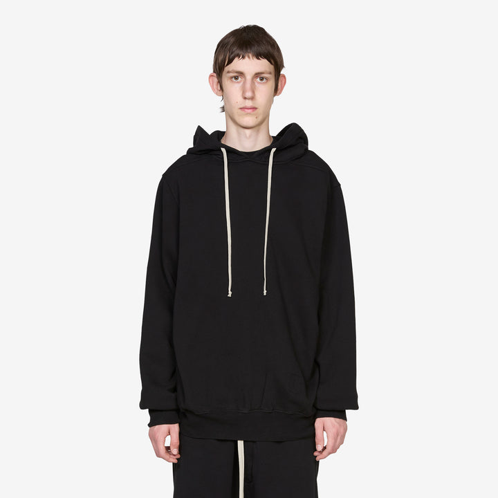 Oversized Hoodie Black Heavy Weight Slub Felpa Front
