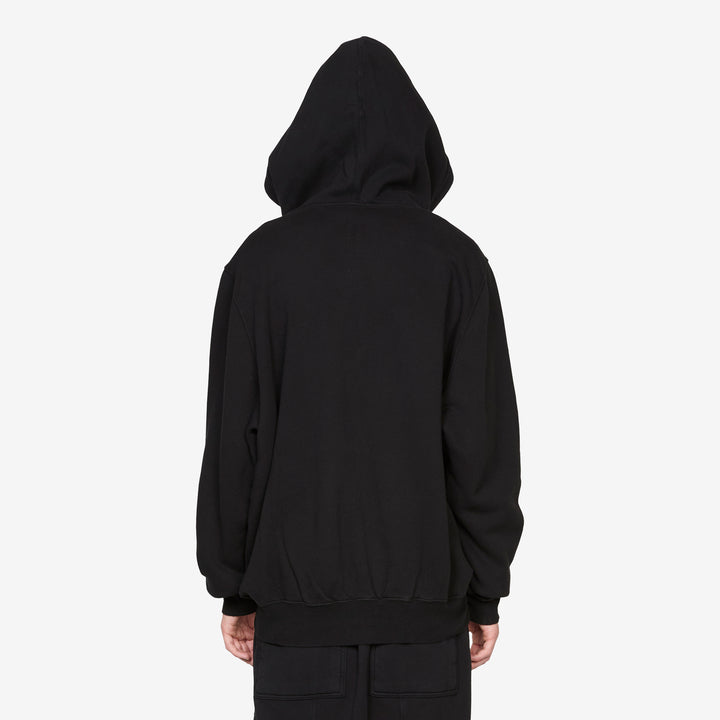 Oversized Hoodie Black Heavy Weight Slub Felpa