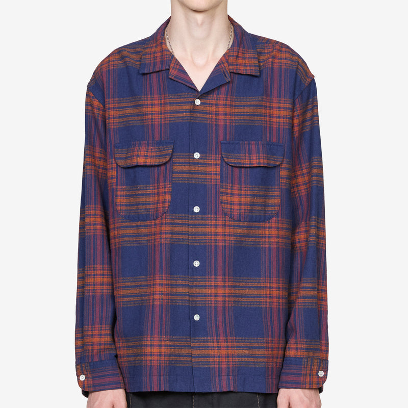 Vincent Nep Herringbone Plaid Shirt Red Shirts