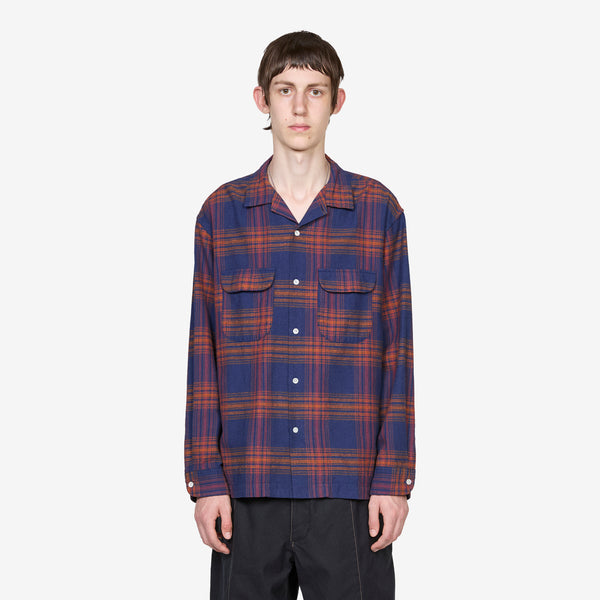 Vincent Nep Herringbone Plaid Shirt Red Shirts