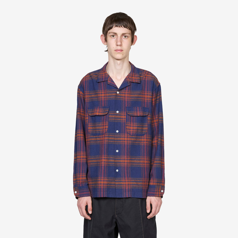 Vincent Nep Herringbone Plaid Shirt Red Shirts