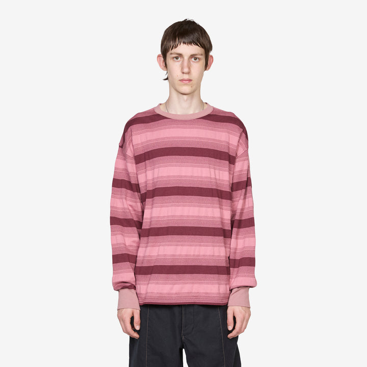 Skip Stripe Longsleeve T-Shirt Pink Front