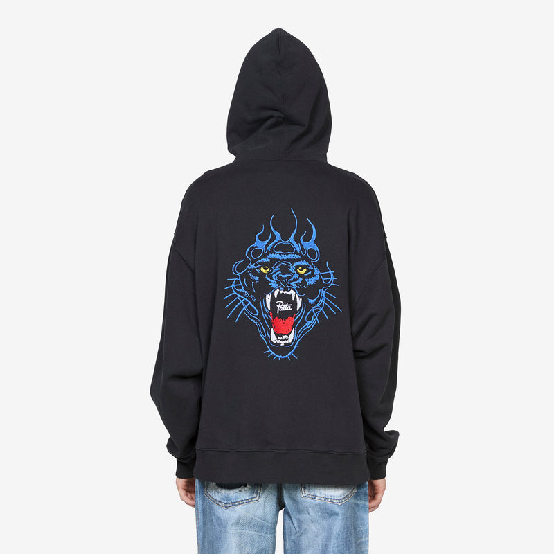 Embroidered Fire Panther Hooded Sweater Black Jumpers