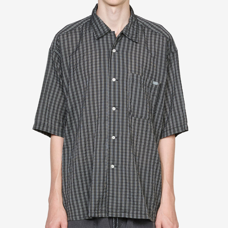 T/C Check Open Collar Shirt Green Shirts