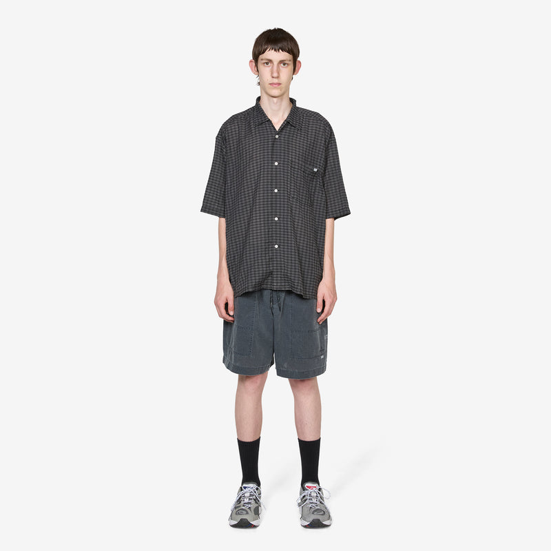 T/C Check Open Collar Shirt Black Shirts