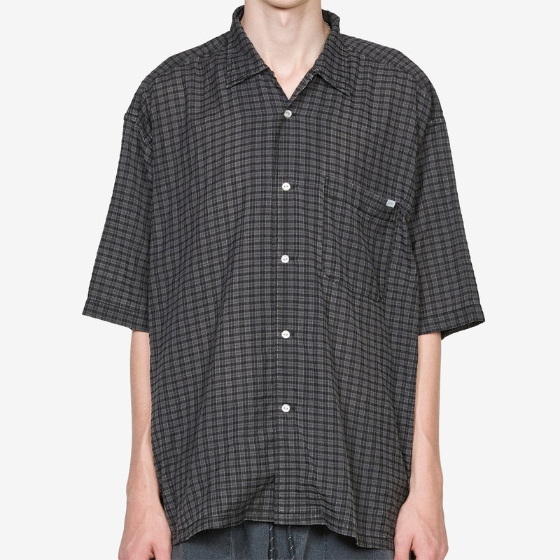 T/C Check Open Collar Shirt Black Shirts