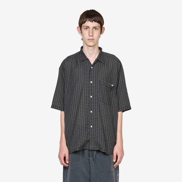 T/C Check Open Collar Shirt Black Shirts