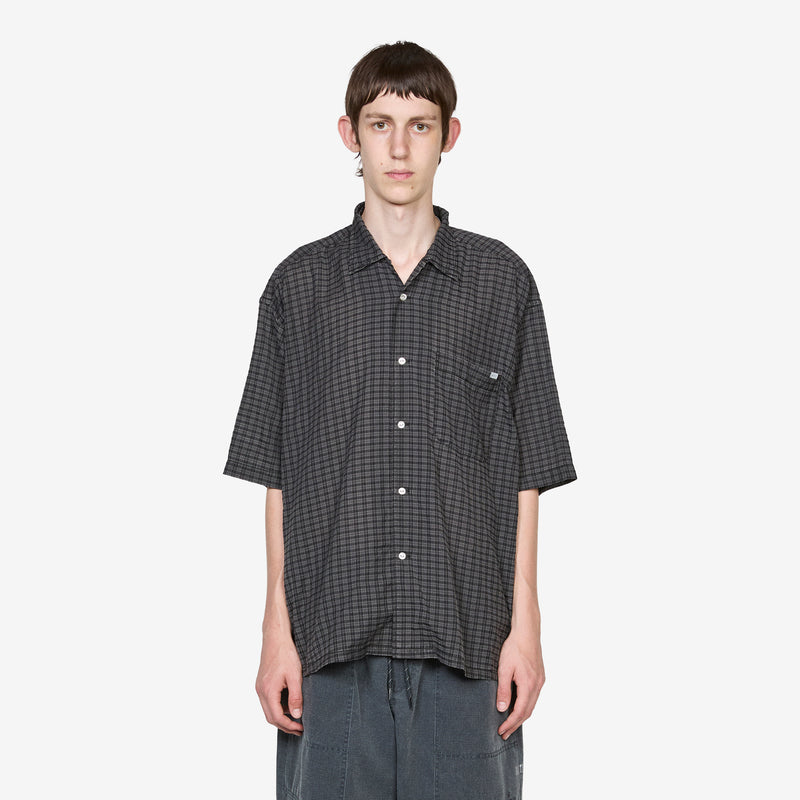 T/C Check Open Collar Shirt Black Shirts