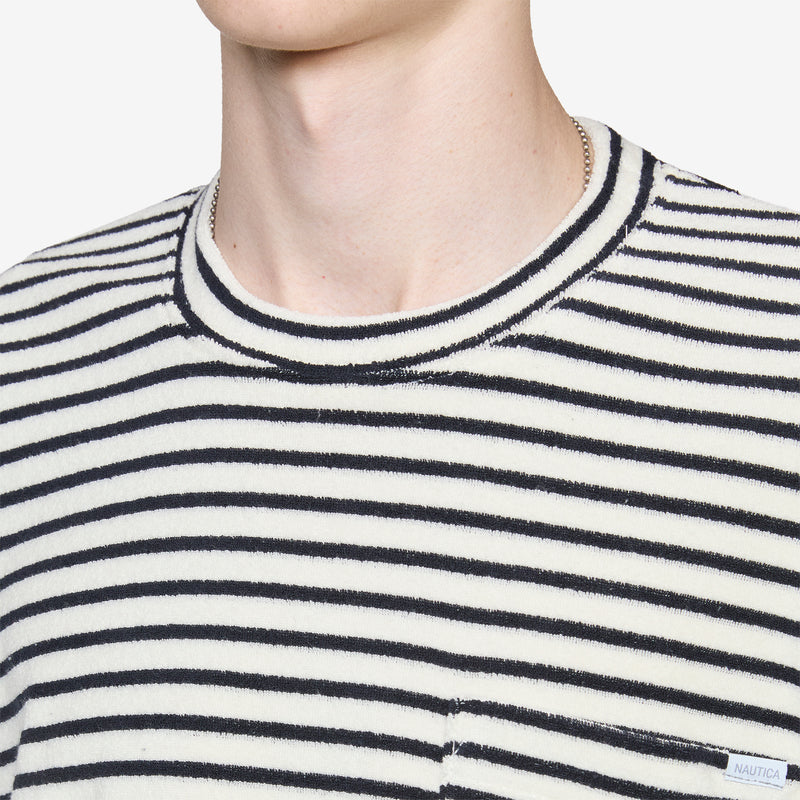 Pile Fabric Pocket T-Shirt Blue Stripe Tees