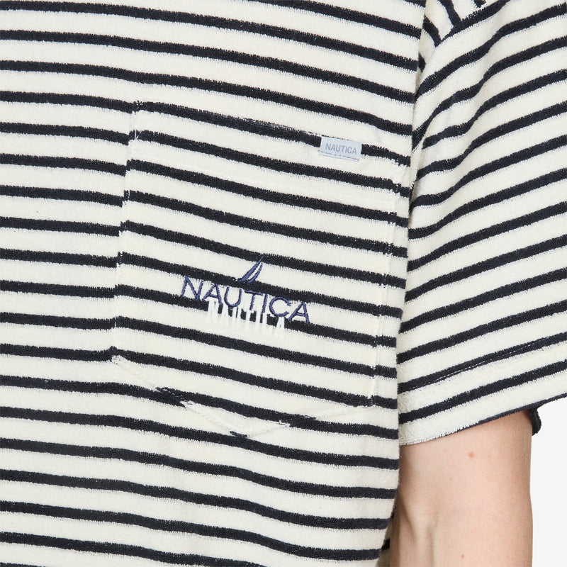 Pile Fabric Pocket T-Shirt Blue Stripe Tees