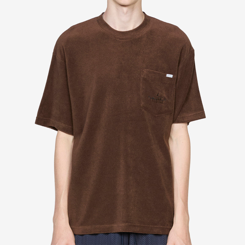 Pile Fabric Pocket T-Shirt Black Brown Tees