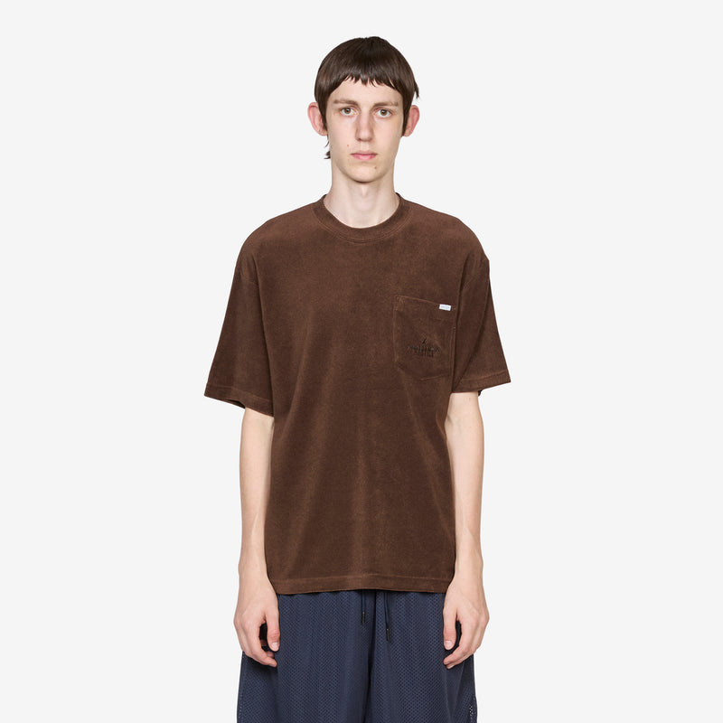 Pile Fabric Pocket T-Shirt Black Brown Tees