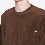 Pile Fabric Pocket T-Shirt Black Brown